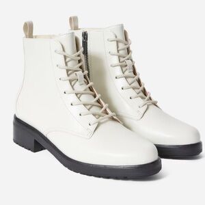 Everlane Women's Cream Lace-Up Ankle Boots Size 9.5